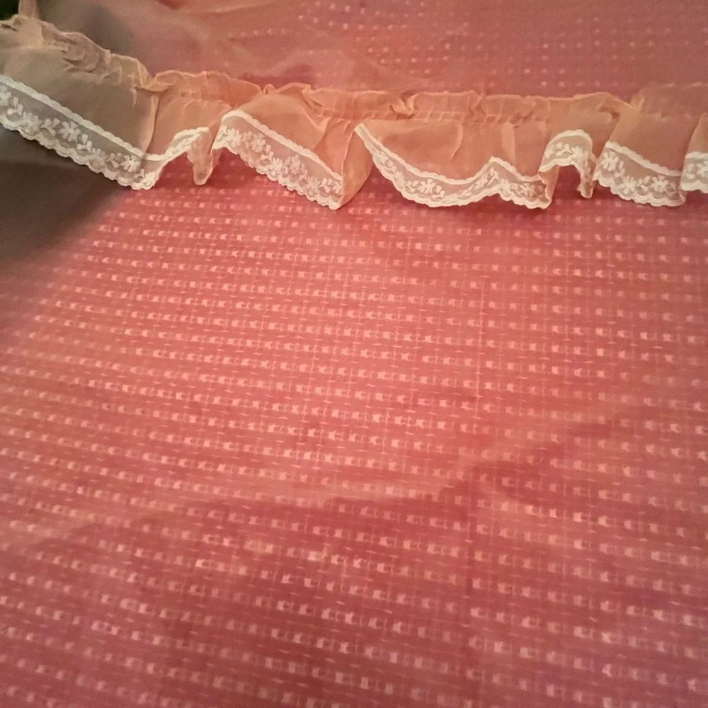 Vintage Sears peachy Voile Shower Curtain/ Firm Price